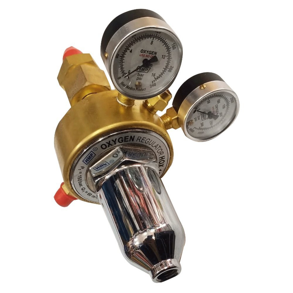 Model: HOX 12, Single Stage Double Gauge Oxygen (High Flow ) Regulator "ISI" & CE Certified
