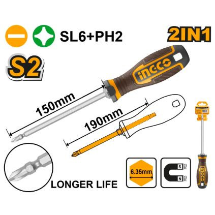 INGCO  AKISD26150   2-in-1 screwdriver set