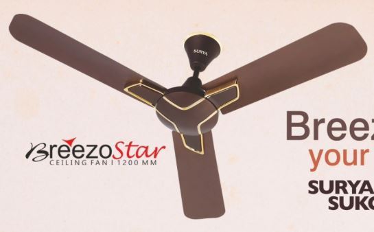 Surya Breezo Star 44W Ceiling Fan 48", with 360RPM & 230 Air Delivery