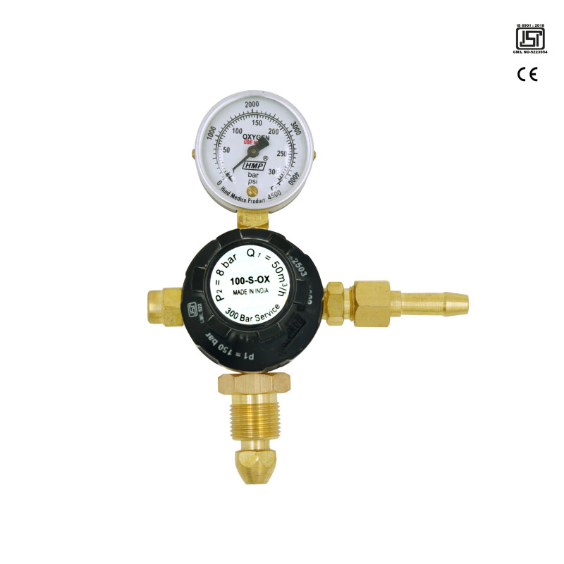 Model: 100-D-OX , Single Stage Double Gauge Oxygen Gas Pressure Regulator   "ISi" & Ce Certified