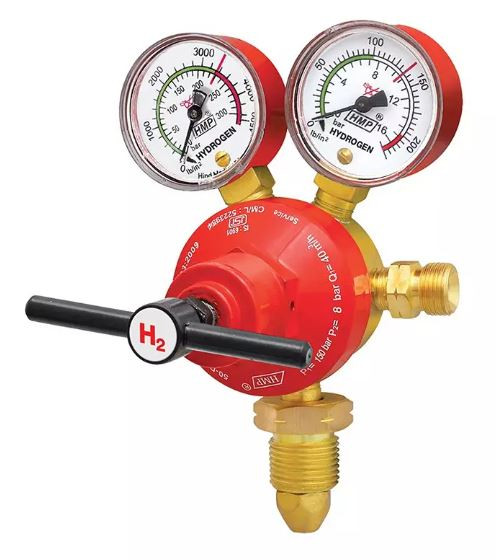 HMP Hydrogen Regulator Single Stage 300 Bar Double Gauge Brass Forging Body, 50-D-H2(PROUD)