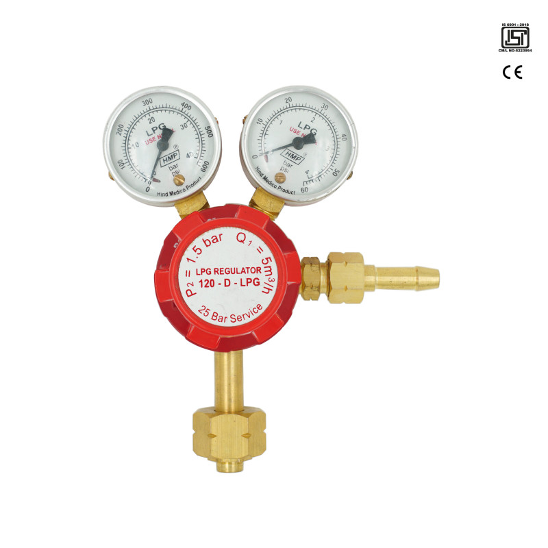 Model: 120-D-LPG, Single Stage Double Gauge LPG Pressure Regulator "ISI" & CE Certified