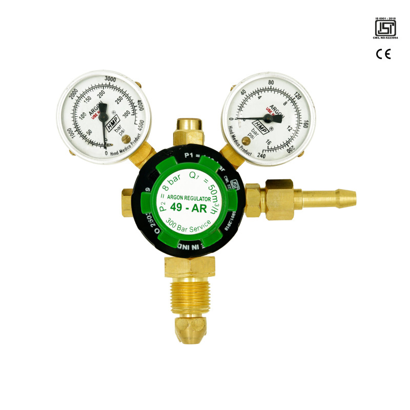 Model: 49AR, Double Stage Double Gauge Argon Gas Pressure Regulator  "ISI" & CE Certified