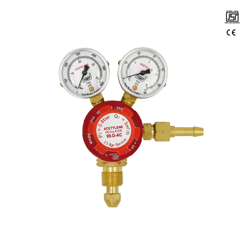 Model: 99-D-AC, Single Stage Double Gauge Acetylene Regulator "ISI" & CE Certified