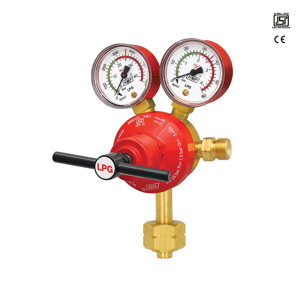 HMP 50-D-LPG(PROUD), Single Stage Double Gauge LPG  Regulator "ISI" & CE Certified